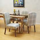 Weathered Oak French Scripted Linen Dining Chairs (Sets of 2, 4, 6, 8 
