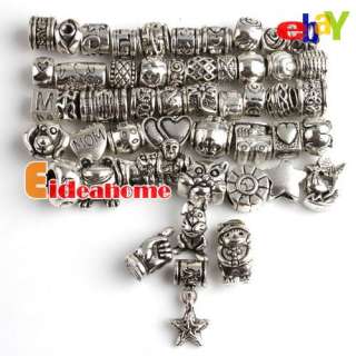 Free Ship 150X 50 Mixed Tibetan Silver Charms Beads Fit Bracelet 