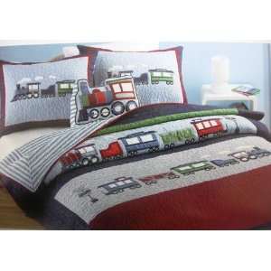 Chain of Trains Boys Twin Quilt and Sham Set 
