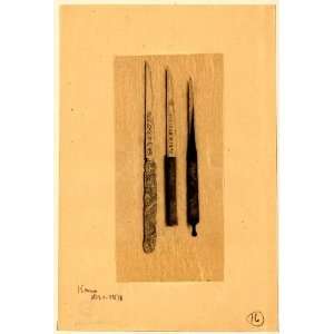  1878 Japanese Print . Three letter openers or knives