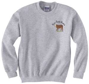 Horned Hereford Beef Bull Head Custom Name Embroidered Sweatshirt S M 