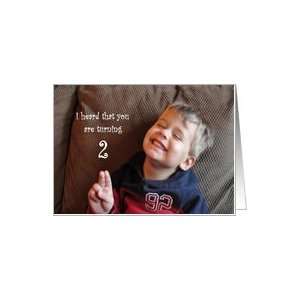  Happy Birthday Turning 2   boy holding two fingers Card 