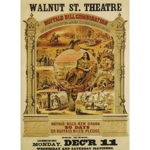  1882 WALNUT ST. THEATRE BUFFALO BILL NEW DRAMA LARGE 