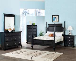   Queen Bed Room Set ( Bed + Dresser + Mirror + NightStand ) In Black