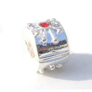    TOC BEADZ Red Stone Set Snowflake Locking Clip 7mm Bead: Jewelry