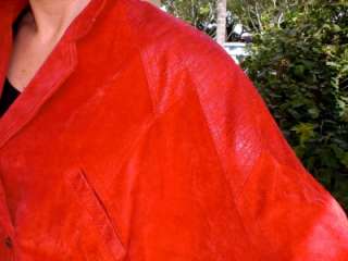 vtg 80s red suede punk leather power shoulder bomber crop jacket coat 