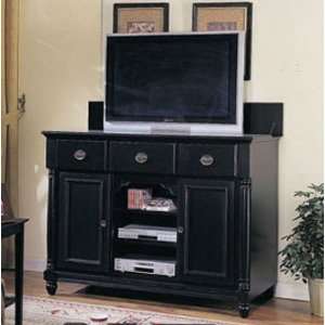  Entertainment Console Table with TV Lift Black Finish 