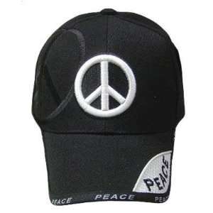  BLACK PEACE LOVE PAZ FASHION NOVELTY HAT CAP ADJ NEW 
