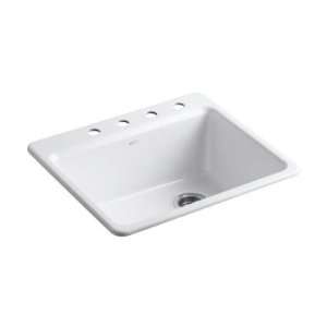   Top Mount Kitchen Sink with Four Holes and Bottom Basin Rack, Sea Salt