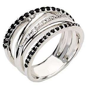  Ravishing Black Spinel & Diamond Ring set in Sterling 