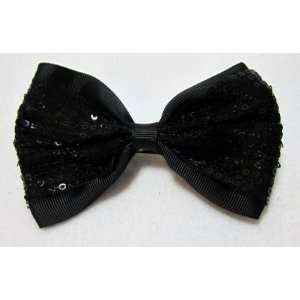  NEW Black Hair Bow with Sequins French Barrette, Limited 