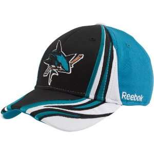  Reebok San Jose Sharks Black Teal Inferno Flex Fit Hat 