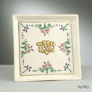  Passover Elegance Matzah Plate, Handpainted Ceramic