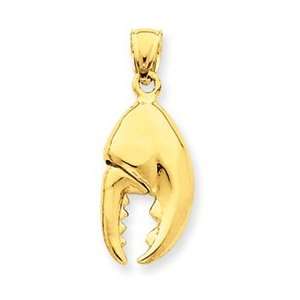  14k Gold 3 D Moveable Stone Crab Claw Pendant: Jewelry
