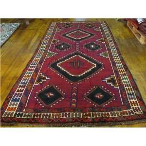   Red Persian Hand Knotted Wool Shiraz Runner Rug: Furniture & Decor