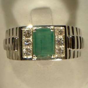 Green Beryl Emerald Sapphire Handmade Silver Watchband Style Gents 