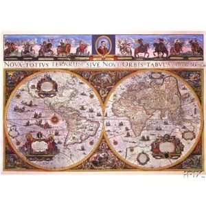  1665 Bleau World Map Reproduction on Giclee Canvas 36x48 