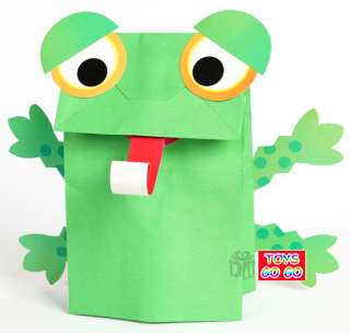 This bid for a DIY Paper Bag Frog Puppet creativity for kids!
