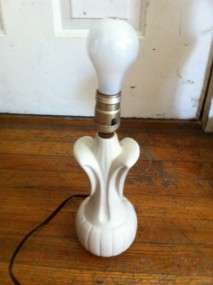 Vintage Pottery Tulip Table Lamp Fiberglass Lamp Shade  