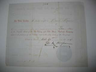 Old Colony & Fall River Railroad Co.(MA) stock certificate 1854  