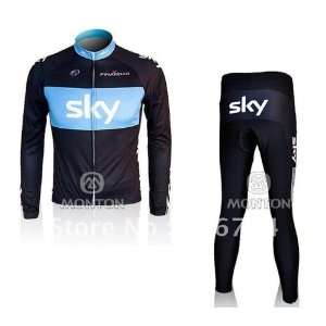 sky black with blue long sleeve cycling jerseys and pants set/cycling 