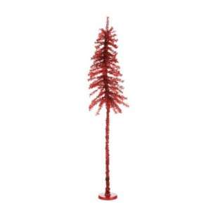   Whimsical Red Artificial Tinsel Christmas Tree   Unlit: Home & Kitchen