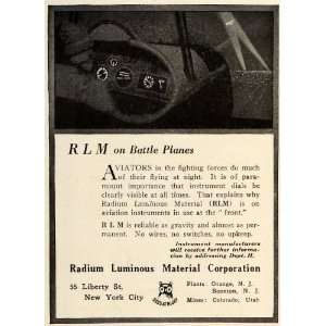  1918 Ad Radium Luminous Material Corp RLM Battle Planes 