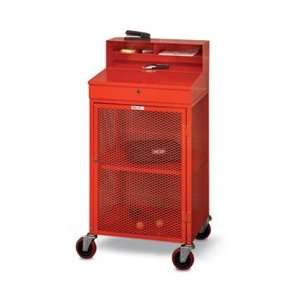 WIN HOLT Mobile Shop Desk with Expanded Metal Cabinet   Orange  