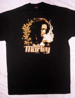 Bob Marley   Marijuana Smoke Gold Leaves t shirt black new 1X 3X Zion 