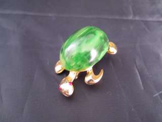Vintage Green Celluloid Turtle Brooch  Free US Shipping  