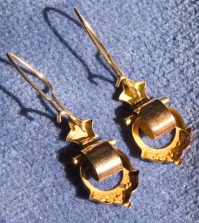 Antique Victorian Aesthetic 14k Solid Gold Dangle Earrings w Black 