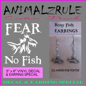  BONEY FISH EARRINGS & FEAR NO FISH VINYL DECAL 