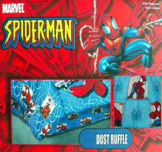 SPIDERMAN AND SPIDERS BLUE AND RED FULL SIZE BED SKIRT BEDDING NEW 