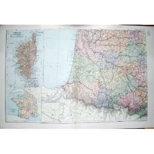  BACON MAP 1894 FRANCE CORSICA STRAIT BONIFACIO BISCAY: Home & Kitchen