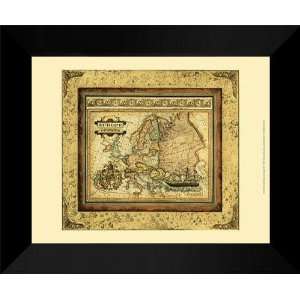  Deborah Bookman FRAMED 15x18 Crackled Map Of Europe 