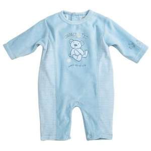  Boys Velour Teddy Bear Coverall   Blue : 0 3 Months: Baby