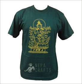 green tara printed black color t shirt nepal