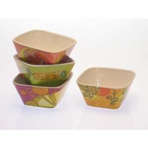   Appetizer Assorted Square Ice Cream Bowl (Set of 4): Kitchen & Dining