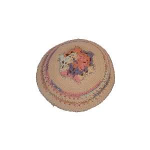   of 5, 18 Centimeter Knitted Beige Kippah with Star of David Pattern