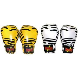  Thunder Boxing Training Glove (Leather) Cheetah And Zebra 