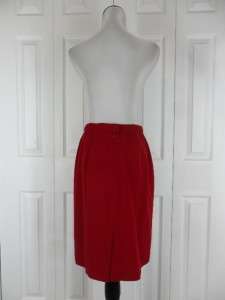Talbots Petites Size 8 Career Pencil Skirt 100% Wool Red Lined  