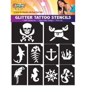  Glitter Tattoo Stencils (Pirates and Mermaid): Health 