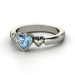  My Heart Beats for You Ring, Heart Blue Topaz Sterling 