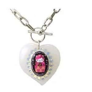   Pink Head Russian Nouveau Heart Necklace   White (FINAL SALE) Jewelry