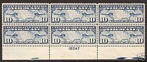 C7 Plate block 10cent Map & mail planes blue MNH PB6  