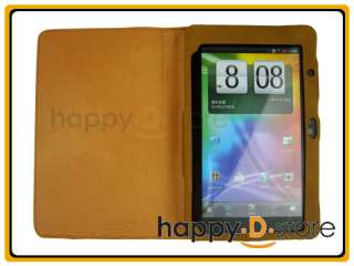 Light Brown Tan Suede Leather Case for HTC Flyer 7 with back stand 