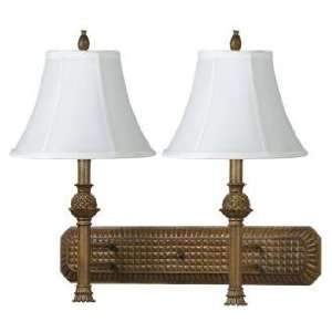  Antique Gold Finish Bell Shade Plug In Double Wall Lamp 