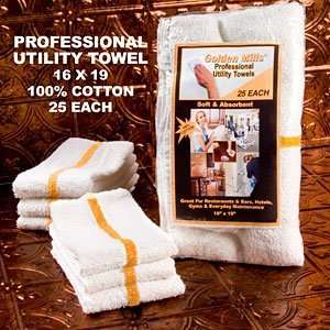  Golden Mills Bar/Utility Towel Gold Stripe 25 ct