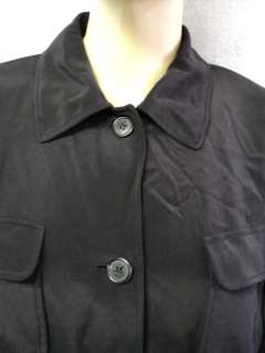 Bogner Shiny Black Button Down Pocket Shirt Top Medium  