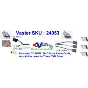 Universal CD ROM / DVD Drive Audio Cable, Any Motherboard to Three DVD 